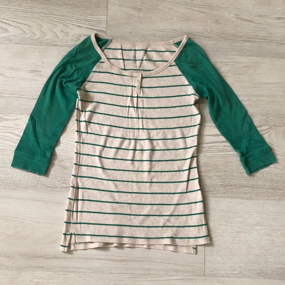 One Step Up 3/4 Sleeve Raglan Cotton Striped Shirt - Picture 9 of 16